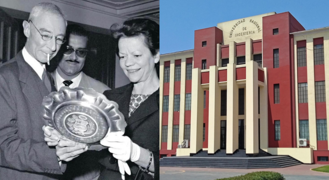 Robert Oppenheimer y la vez que vino al Perú para ser condecorado por la UNI