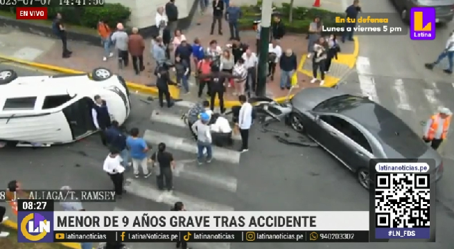 Menor de nueve años se encuentra grave tras accidente vehicular en San Isidro