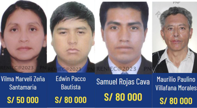 Recompensas entre 50 mil a 80 mil soles por criminales requisitoriados