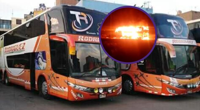 Áncash: bus interprovincial queda calcinado tras incendiarse cerca a un grifo 