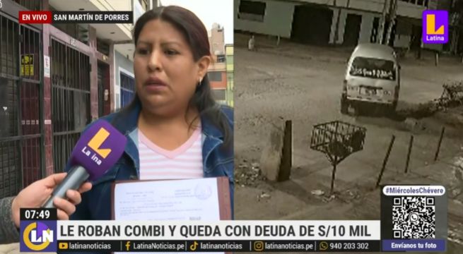 SMP: delincuentes roban combi y dejan a dueña endeuda con 10 mil soles 
