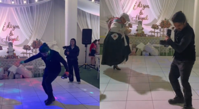 Fotógrafo de bodas sorprende al bailar tunantada en plena fiesta: 