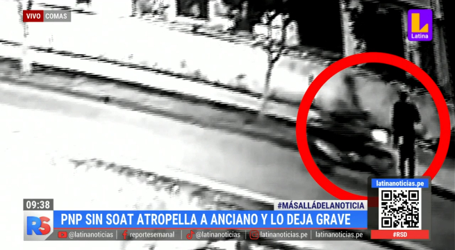 Comas: policía en moto sin SOAT atropella a adulto mayor y lo deja grave