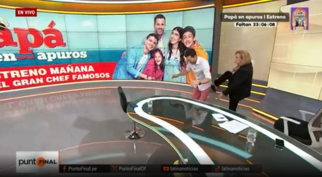 Mónica Delta dio patadita de la suerte a 'Martín Seminario' para el estreno de 'Papá en Apuros'