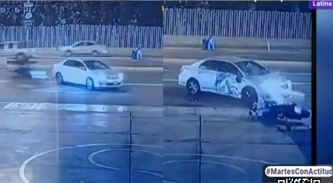 Hombre muere tras chocar contra un auto que intentaba cruzar la pista