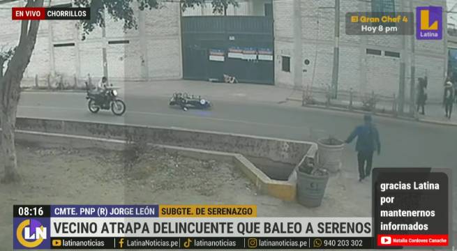 Chorrillos: delincuente balea a dos serenos durante persecución y vecino logra atraparlo