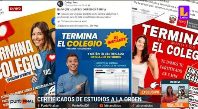 Mafias crean certificados de estudio, escogen el colegio y hasta las notas