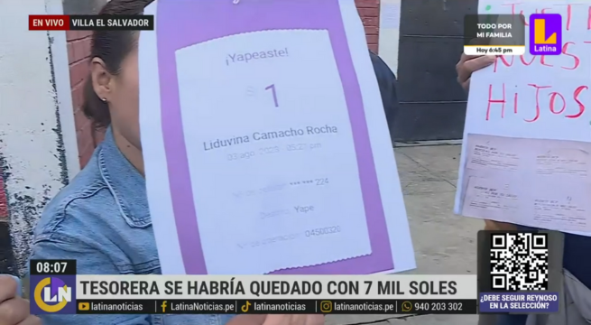 Tesorera deja sin fiesta de promoción a escolares tras gastarse los 7 mil soles que recaudaron