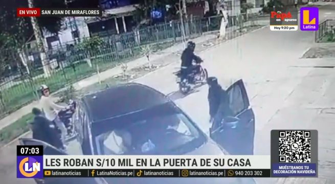 Empresario sufre robo de 10 mil soles en la puerta de su casa