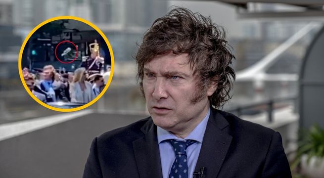 Hombre lanza un botellazo a Javier Milei cuando se dirigía a la Casa Rosada