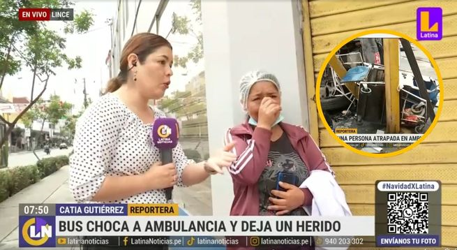 Mujer pierde su carrito de desayunos tras violento choque en Lince
