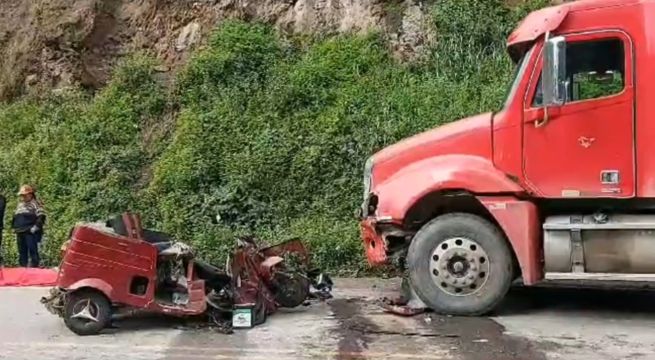 Choque entre tráiler y mototaxi deja un muerto y dos heridos