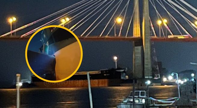 ¡Insólito! Barco choca aparatosamente contra un puente