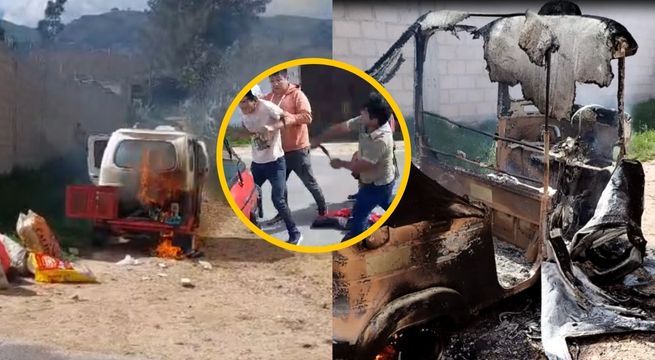 Cajamarca: ronderos linchan a presunto delincuente y queman su mototaxi