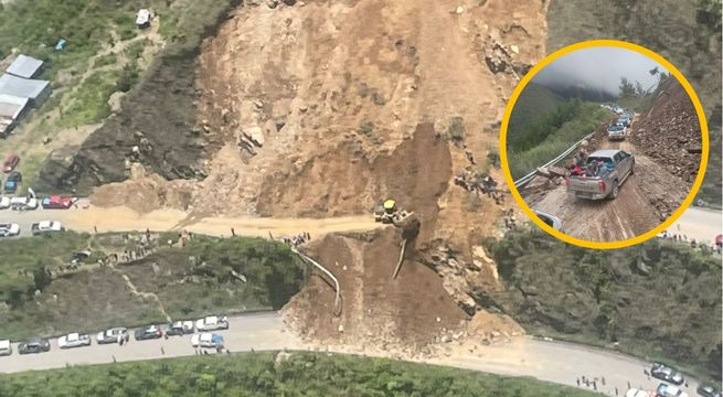 Derrumbe de cerro bloquea carretera y crecida de río alarma al Vraem