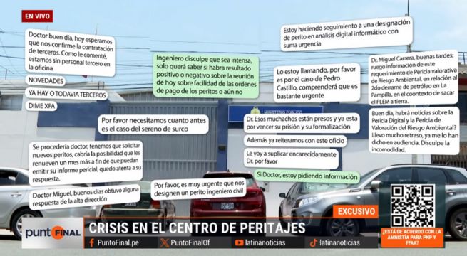 Chats y mensajes revelan la crisis que vive el centro de peritaje del Ministerio Público