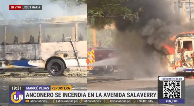 Couster del 'Anconero' se incendió en plena avenida Salaverry