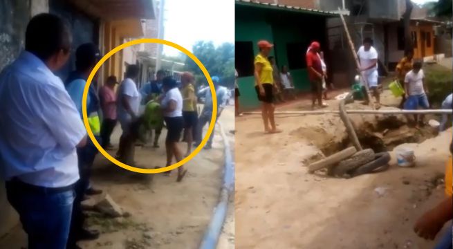 Bañan con agua de desagüe a alcalde por retraso de obra