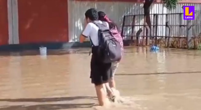Tumbes: colegio inundado por fuertes lluvias a tres semanas de inicio de clases