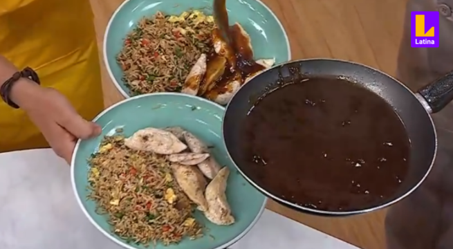 Así es la receta y preparación del exquisito pollo al hoisin y miel con arroz frito