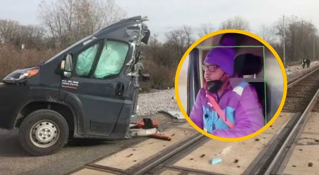 Tren parte por la mitad a camión repartidor de Amazon | VIDEO