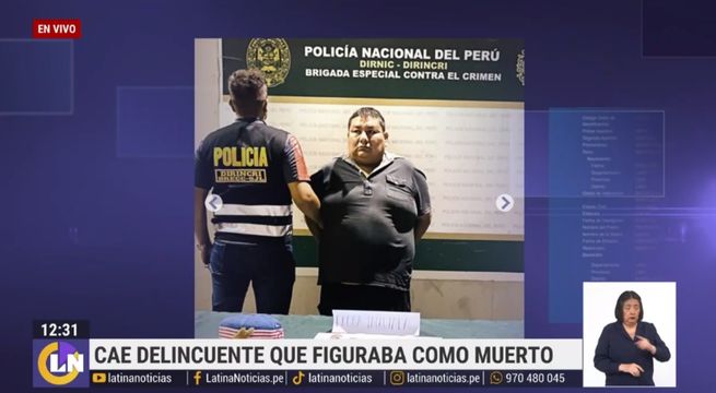Policía logra capturar a delincuente que figuraba como muerto desde 2019