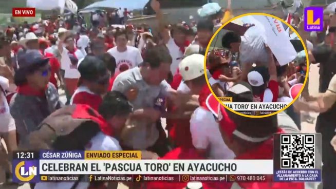 Reportero de Latina es 'bautizado' en VIVO por turistas en medio de tradicional 'Pascua Toro'