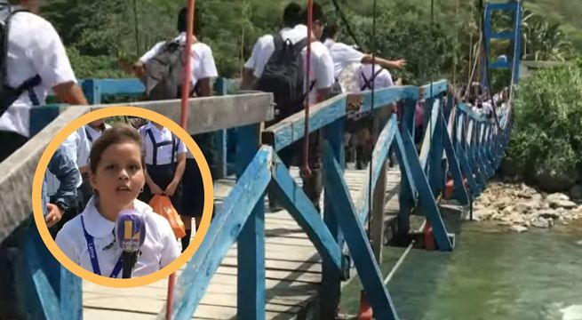 Jaén: mini reportera latina denuncia mal estado del puente Cuyca