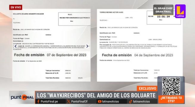 Nicanor Boluarte y su amigo recibieron 100 mil soles de ONGD que tiene convenios con el Estado