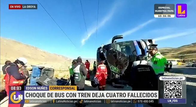 La Oroya: choque de bus y tren deja cuatro muertos en plena Carretera Central