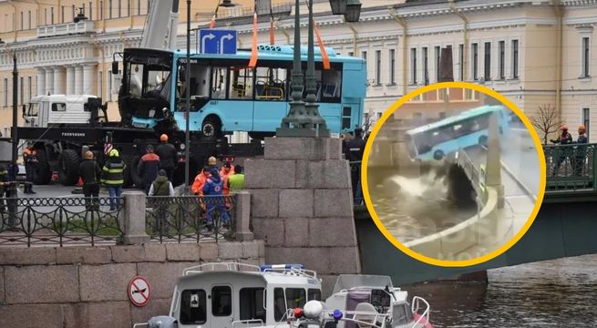 Siete personas mueren tras caída de bus a río de San Petersburgo | VIDEO