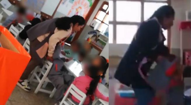 ¡Gritos y jaloneos! Profesora agrede a menores de 5 años en clase | FOTOS