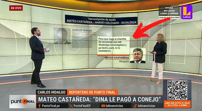 Dina Boluarte pagó 30 mil dólares para recolectar chats contra Patricia Benavides, según Mateo Castañeda