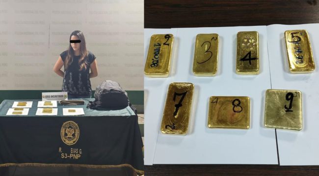 Intervienen a mujer con lingotes de oro valorizados en más de S/ 2 millones