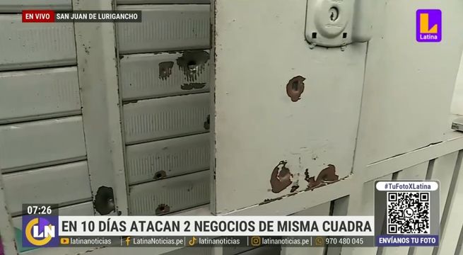Extorsionadores disparan hasta 10 veces contra una bodega