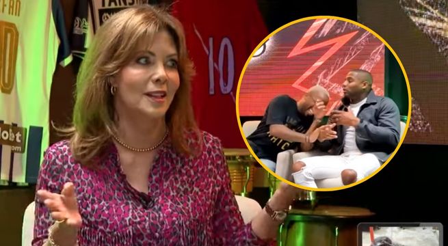 Así reaccionó Maritere al ser piropeada por Farfán y Guizasola en plena entrevista