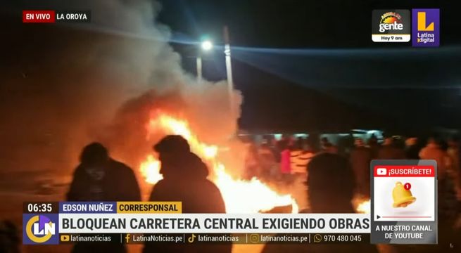 La Oroya: bloquean Carretera Central para exigir obras