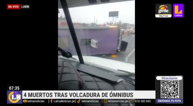 Panamericana Sur: cuatro muertos deja volcadura de bus