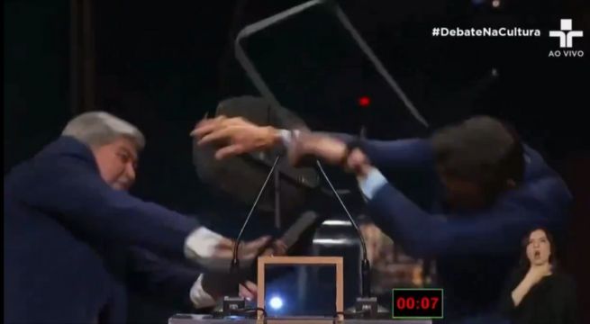 Candidato a la alcaldía de Sao Paulo le tiró una silla a su rival en pleno debate en vivo [VIDEO]