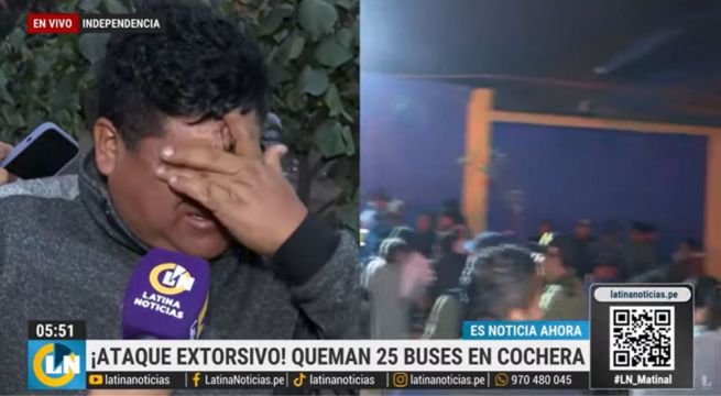 Transportista de bus calcinado llora en vivo: “Estamos endeudados con los bancos”