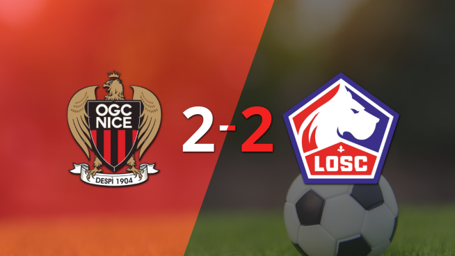 Sobre el final, Tom Louchet marcó el gol del empate entre Nice y Lille