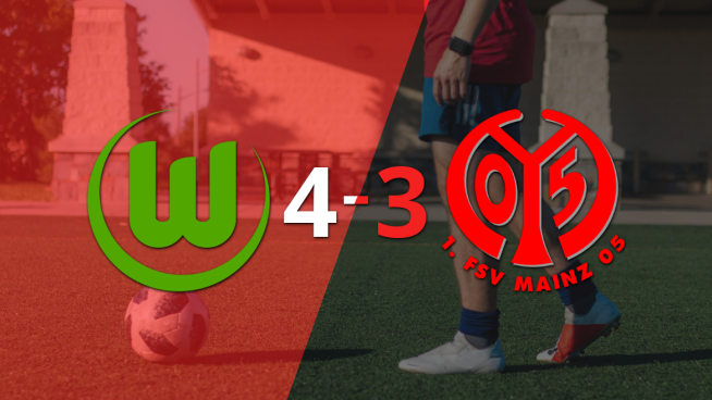 Wolfsburgo sacó el triunfo agónico ante Mainz a pesar del doblete de Paul Nebel