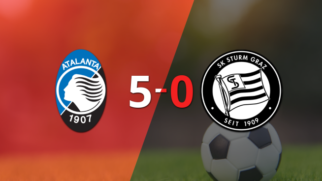 Atalanta liquidó con una goleada a Sturm Graz por 5 a 0