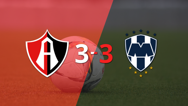 Atlas empató 3-3 ante CF Monterrey con doblete de Jeremy Márquez