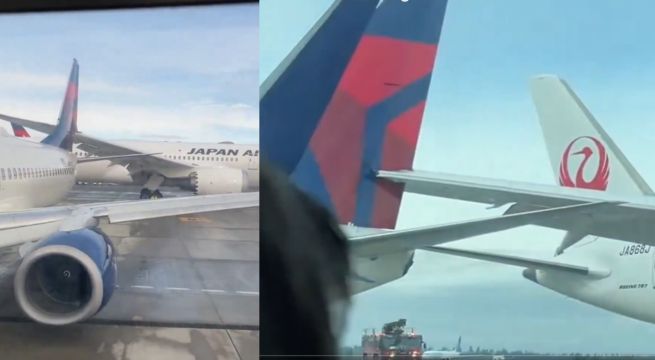 Avión de Japan Airlines chocó contra la cola de otro en aeropuerto de Seattle [VIDEO]