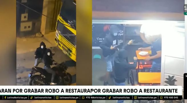 Delincuentes disparan contra vecinos que grababan robo a restaurante recién inaugurado  [VIDEO]