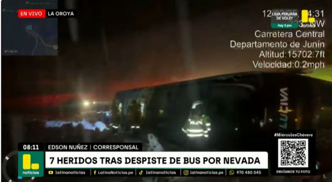 Bus interprovincial con pasajeros a bordo se vuelca en La Oroya por fuerte nevada: reportan 21 heridos