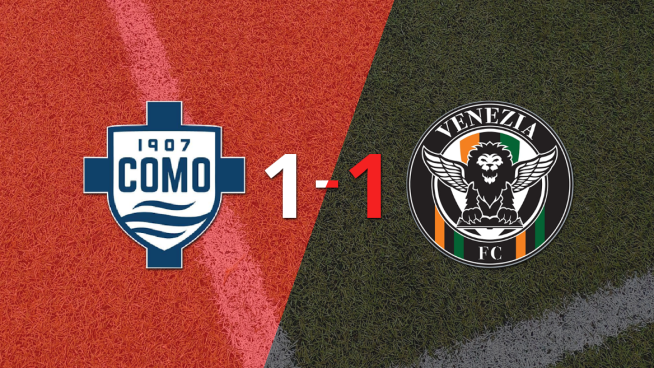 Venezia empató 1-1 contra Como 1907 sobre el final del partido