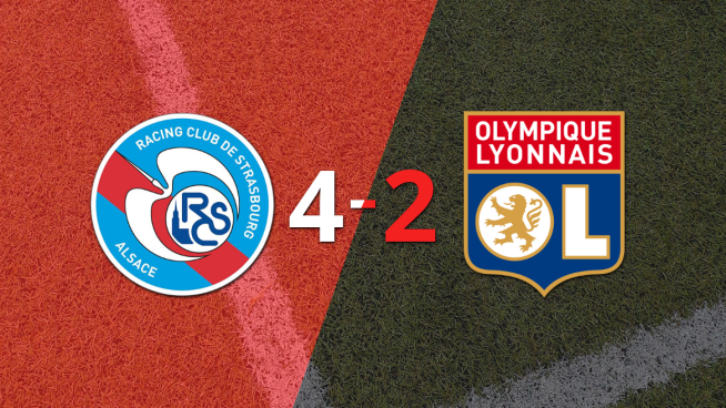 En un partido intenso, RC Strasbourg le ganó a Olympique Lyon por 4 a 2