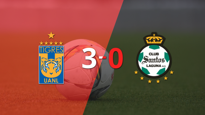 Tigres golea 3-0 a Santos Laguna